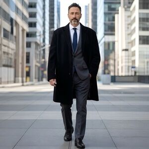 Joseph Abboud Wool Blend Overcoat 56R Black 3-Button Long Jacket Men’s Big& Tall